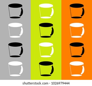 Black and white cups on a colored background