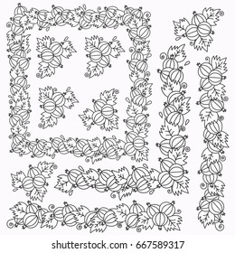 black and white currant berry frames decorative design elements nature