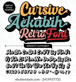 Black and White cursive Akabih Script vintage retro bold Font template