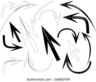 Black and white cursor and arrows set.