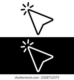 black and white cursor icon vector logo template