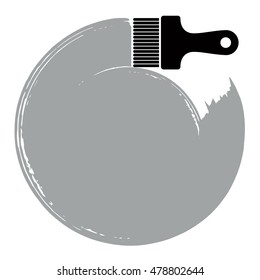 Black and white curve vector illustration, brushed circular shape. Monochrome grunge round figure, acrylic sample created with paintbrush.