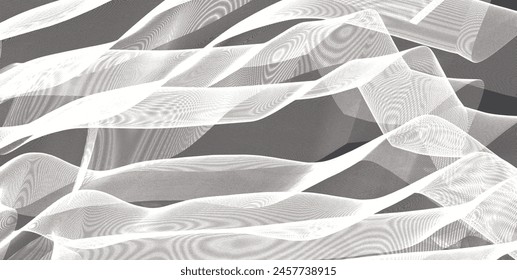 Black and white curve wave line abstract background.
