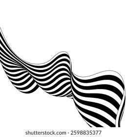 Black and white curved line stripe moving wave abstract background. Eps 10