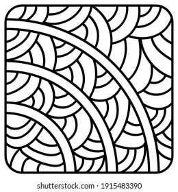 Black and white curved line zentangle pattern, vector illustration