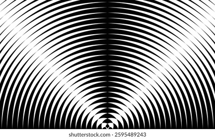 black white curved symmetry and optical illusion pattern.