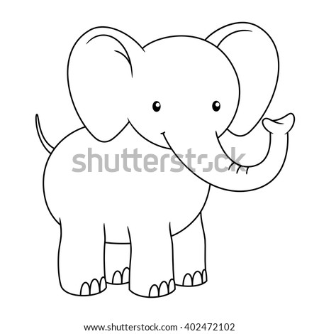 Download Black White Cute Cartoon Baby Elephant Stock Vector ...