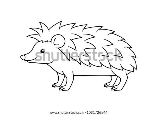 Black White Cute Cartoon Hedgehog Coloring Stock Vector Royalty Free 1081726544