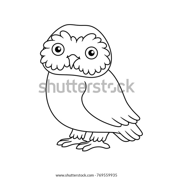 Black White Cute Cartoon Owl Coloring Stock Vector Royalty