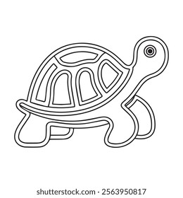 Black and white cute cartoon turtle. Coloring book for the children. Vector illustration
