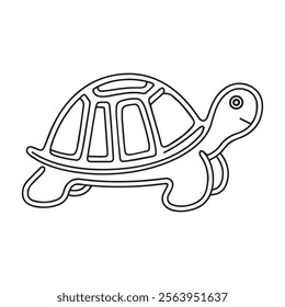 Black and white cute cartoon turtle. Coloring book for the children. Vector illustration
