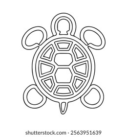 Black and white cute cartoon turtle. Coloring book for the children. Vector illustration
