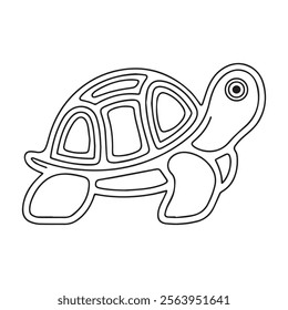 Black and white cute cartoon turtle. Coloring book for the children. Vector illustration
