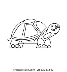 Black and white cute cartoon turtle. Coloring book for the children. Vector illustration
