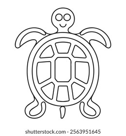 Black and white cute cartoon turtle. Coloring book for the children. Vector illustration
