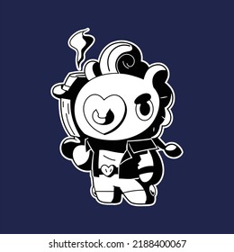 diseño de vectores de dibujos animados lindos en blanco y negro