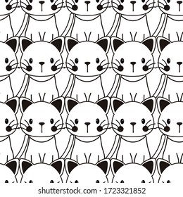 Black And White Cute Cats Pattern Seamless