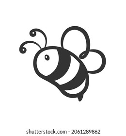 Black and white cute honey bee cartoon vector illustration svg
