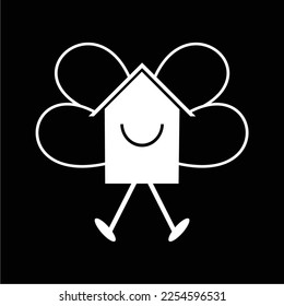 black and white cute house vector in elegant and luxury style