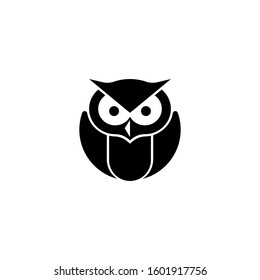 Black White Cute Owl Circle Logo Stock Vector (Royalty Free) 1601917756