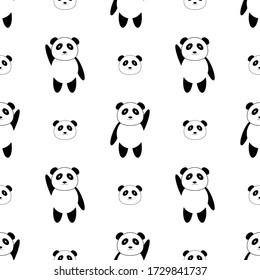 Papel de fondo de pantalla transparente para el vector de panda lindo blanco y negro