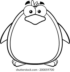 Black And White Cute Penguin Cartoon Mascot Character
