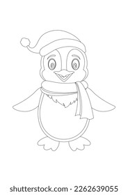 Black And White Cute Penguin Cartoon Character  Coloring Page Of Cartoon Penguin