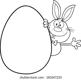 Black White Cute Rabbit Cartoon Character Stock Vector (Royalty Free ...