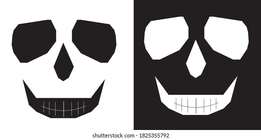 black white cute skull geometric face