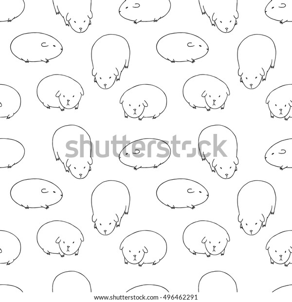 Black White Cute Zoo Seamless Pattern Stock Vector (Royalty Free) 496462291
