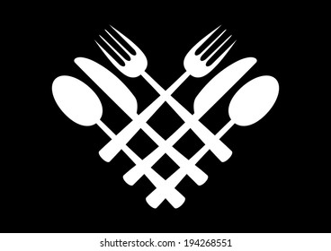 Black and white cutlery icon