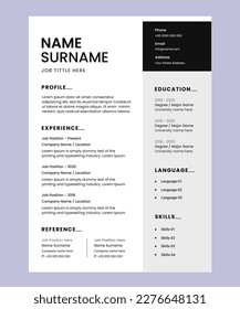 Black and white cv resume template