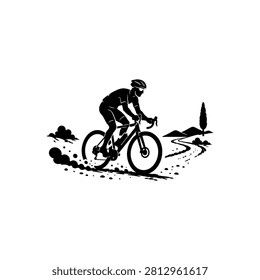 Black and white cyclist mid air jump bicycle action
