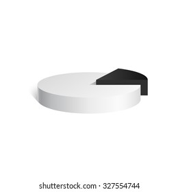 Black & white cylinder. Diagram. 3D geometric shape. mock up. Vector Illustration