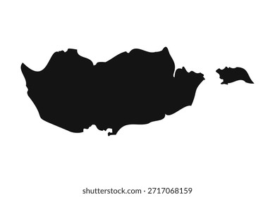 Mapa simples de Chipre preto e branco