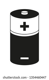 Black and white D type battery. Rechargeable electric accumulator. Electricity themed vector illustration for icon, stamp, label, brochure, gift card, poster or banner background decoration