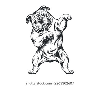 Black and White Dabbing Bulldog vector illustration