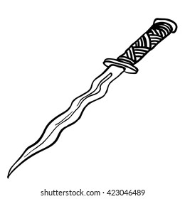 ilustración de la caricatura con cuchillo de daga blanco y negro