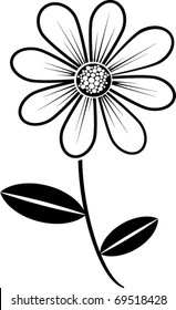 Black White Daisy Stock Vector (Royalty Free) 69518428