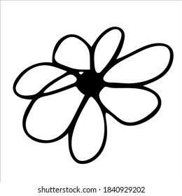 Schwarz-Weiß-Daisy, einzelne, handgezeichnet, Vektorgrafik auf weißem Hintergrund