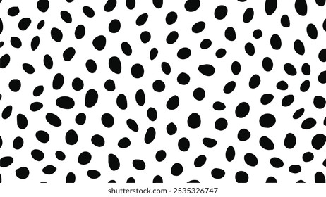 Vetor de padrão de impressão dalmatan preto e branco. Abstrato dalmatian cão manchas fundo.