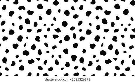 Black and white dalmatian print pattern vector. Abstract dalmatian dog spots background.