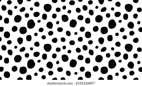 Black and white dalmatian print pattern vector. Abstract dalmatian dog spots background.