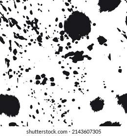 Black and white dalmatian seamless pattern. 