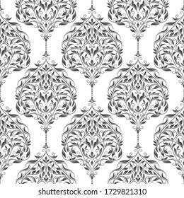 Schwarz-Weiß-Damast-Muster nahtlos. Vintage, Paisley Elemente. Traditionelle türkische Motive. Ideal für Gewebe und Textilien, Tapeten, Verpackungen oder jede gewünschte Idee.