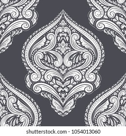 Black and white damask vector seamless pattern, wallpaper. Elegant classic texture. Luxury ornament. Royal, Victorian, Baroque elements. Great for fabric and textile, wallpaper, or any desired idea.