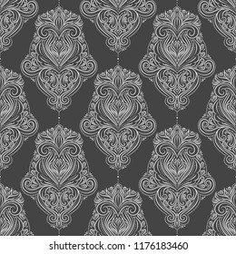 Black and white damask vector seamless pattern, wallpaper. Elegant classic texture. Luxury ornament. Royal, Victorian, Baroque elements. Great for fabric and textile, wallpaper, or any desired idea.