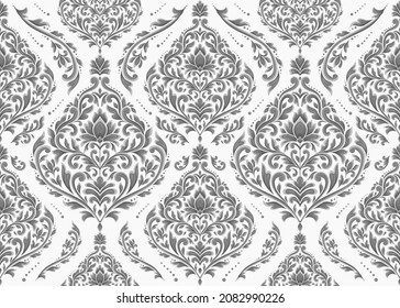Black and white damask vector seamless pattern. Vintage, paisley elements. Traditional, Turkish motifs. Great for fabric and textile, wallpaper, packaging or any desired idea.