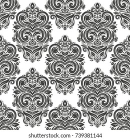 Black and white damask vector seamless pattern, wallpaper. Elegant classic texture. Luxury ornament. Royal, Victorian, Baroque elements. Great for fabric and textile, wallpaper, or any desired idea.