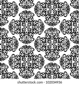 Black White Damask Wallpaper Stock Vector (Royalty Free) 102034936 ...